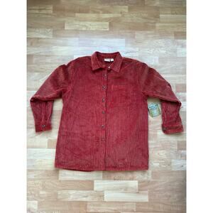 Vintage Crossroads Sears Wide Wale Corduroy Button Up Shirt Red Size Large